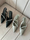 Women Pearls Decor Slid On High Heels